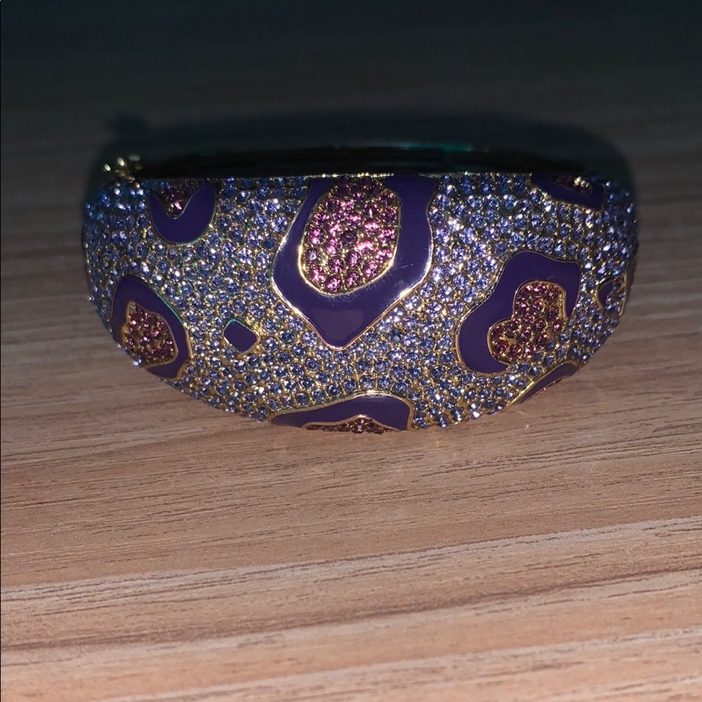 Purple Pavé Leopard Bangle Bracelet